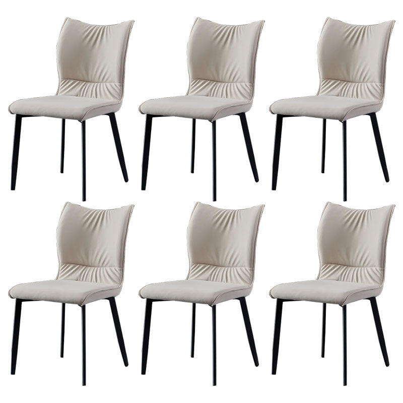 Contemporary PU Leather Dining Chairs Armless Solid Back Side Chairs for Home Use Light Gray 6 Piece Set Clearhalo ' kitchen&dining_furn' 'Dining Chairs' 'Dining Tables & Seating' 'dining_chair' 'furn' 'furn_dining_chair' 'Furniture' 'furniture_dining_chair' 'Kitchen & Dining Furniture' 'kitchen' 4096337