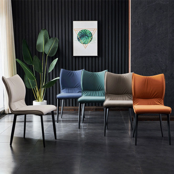 Contemporary PU Leather Dining Chairs Armless Solid Back Side Chairs for Home Use Clearhalo ' kitchen&dining_furn' 'Dining Chairs' 'Dining Tables & Seating' 'dining_chair' 'furn' 'furn_dining_chair' 'Furniture' 'furniture_dining_chair' 'Kitchen & Dining Furniture' 'kitchen' 4096338