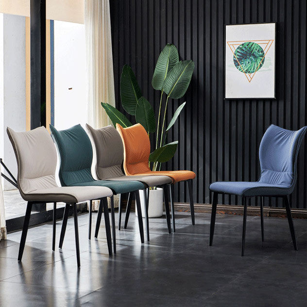 Contemporary PU Leather Dining Chairs Armless Solid Back Side Chairs for Home Use Clearhalo ' kitchen&dining_furn' 'Dining Chairs' 'Dining Tables & Seating' 'dining_chair' 'furn' 'furn_dining_chair' 'Furniture' 'furniture_dining_chair' 'Kitchen & Dining Furniture' 'kitchen' 4096339