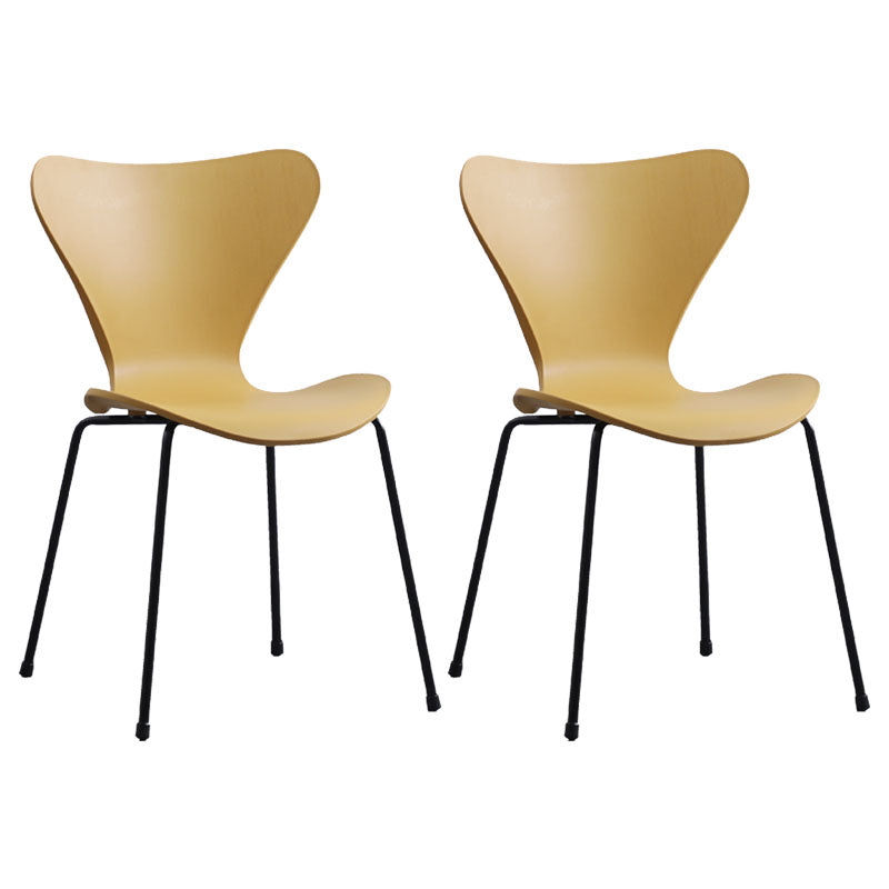Home Wingback Dining Armless Chairs Indoor Dining Side Chairs with Metal Legs Yellow 2 Piece Set Black Clearhalo ' kitchen&dining_furn' 'Dining Chairs' 'Dining Tables & Seating' 'dining_chair' 'furn' 'furn_dining_chair' 'Furniture' 'furniture_dining_chair' 'Kitchen & Dining Furniture' 'kitchen' 4096345