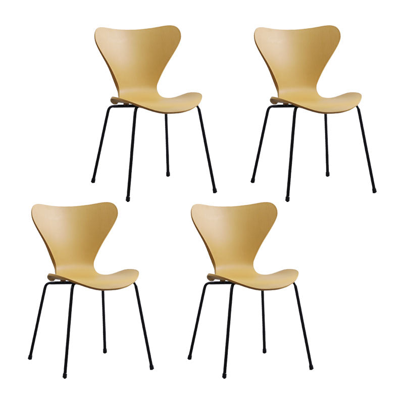 Home Wingback Dining Armless Chairs Indoor Dining Side Chairs with Metal Legs Yellow 4 Piece Set Black Clearhalo ' kitchen&dining_furn' 'Dining Chairs' 'Dining Tables & Seating' 'dining_chair' 'furn' 'furn_dining_chair' 'Furniture' 'furniture_dining_chair' 'Kitchen & Dining Furniture' 'kitchen' 4096346