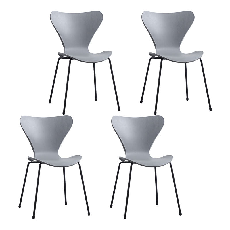 Home Wingback Dining Armless Chairs Indoor Dining Side Chairs with Metal Legs Grey 4 Piece Set Black Clearhalo ' kitchen&dining_furn' 'Dining Chairs' 'Dining Tables & Seating' 'dining_chair' 'furn' 'furn_dining_chair' 'Furniture' 'furniture_dining_chair' 'Kitchen & Dining Furniture' 'kitchen' 4096352
