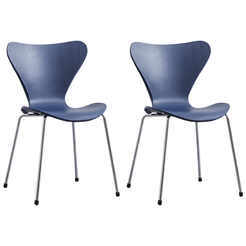 Home Wingback Dining Armless Chairs Indoor Dining Side Chairs with Metal Legs Blue 2 Piece Set Silver Clearhalo ' kitchen&dining_furn' 'Dining Chairs' 'Dining Tables & Seating' 'dining_chair' 'furn' 'furn_dining_chair' 'Furniture' 'furniture_dining_chair' 'Kitchen & Dining Furniture' 'kitchen' 4096356