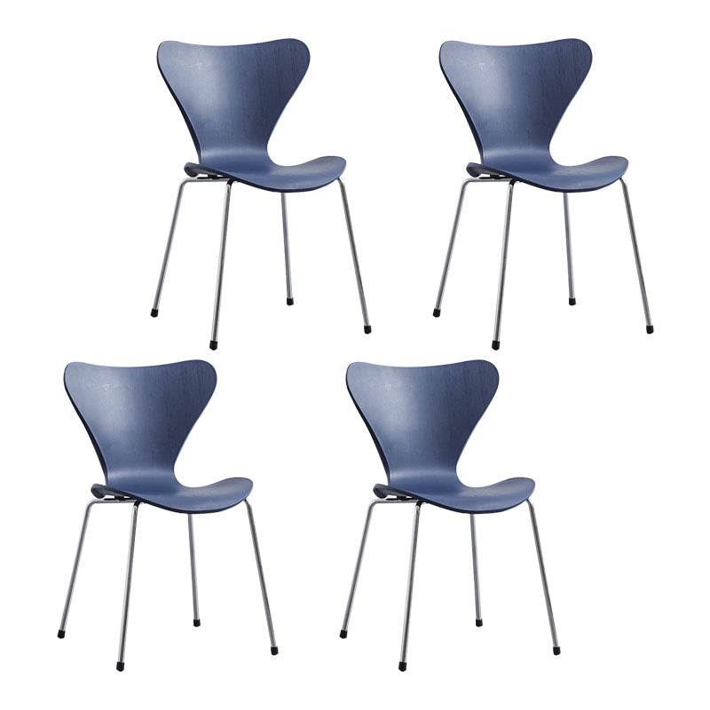 Home Wingback Dining Armless Chairs Indoor Dining Side Chairs with Metal Legs Blue 4 Piece Set Silver Clearhalo ' kitchen&dining_furn' 'Dining Chairs' 'Dining Tables & Seating' 'dining_chair' 'furn' 'furn_dining_chair' 'Furniture' 'furniture_dining_chair' 'Kitchen & Dining Furniture' 'kitchen' 4096359