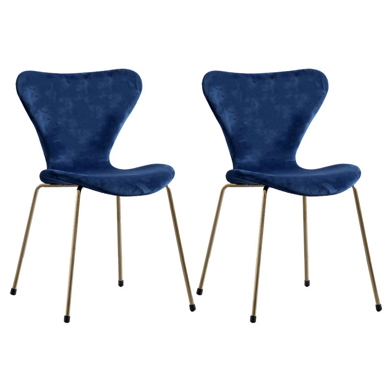 Home Wingback Dining Armless Chairs Indoor Dining Side Chairs with Metal Legs Blue 2 Piece Set Brass Gold Clearhalo ' kitchen&dining_furn' 'Dining Chairs' 'Dining Tables & Seating' 'dining_chair' 'furn' 'furn_dining_chair' 'Furniture' 'furniture_dining_chair' 'Kitchen & Dining Furniture' 'kitchen' 4096373