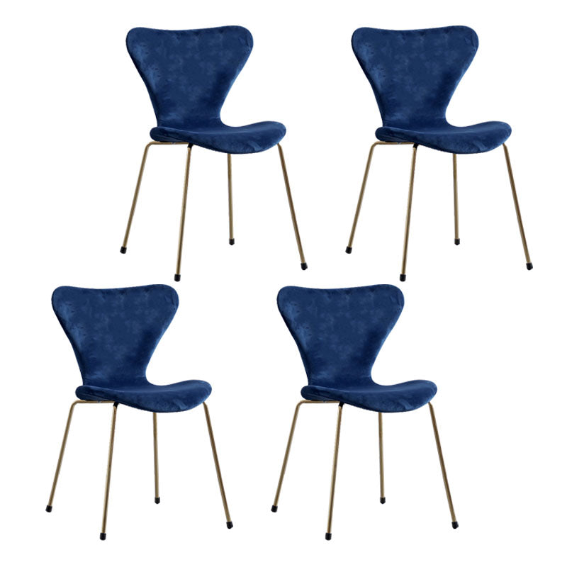 Home Wingback Dining Armless Chairs Indoor Dining Side Chairs with Metal Legs Blue 4 Piece Set Brass Gold Clearhalo ' kitchen&dining_furn' 'Dining Chairs' 'Dining Tables & Seating' 'dining_chair' 'furn' 'furn_dining_chair' 'Furniture' 'furniture_dining_chair' 'Kitchen & Dining Furniture' 'kitchen' 4096374