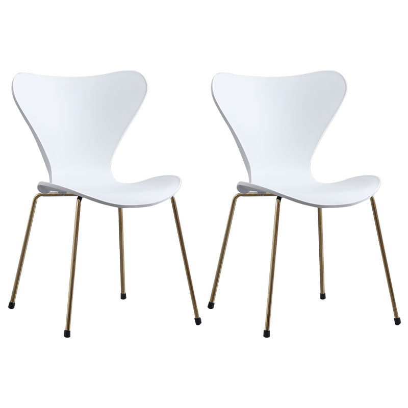 Home Wingback Dining Armless Chairs Indoor Dining Side Chairs with Metal Legs White 2 Piece Set Brass Gold Clearhalo ' kitchen&dining_furn' 'Dining Chairs' 'Dining Tables & Seating' 'dining_chair' 'furn' 'furn_dining_chair' 'Furniture' 'furniture_dining_chair' 'Kitchen & Dining Furniture' 'kitchen' 4096376
