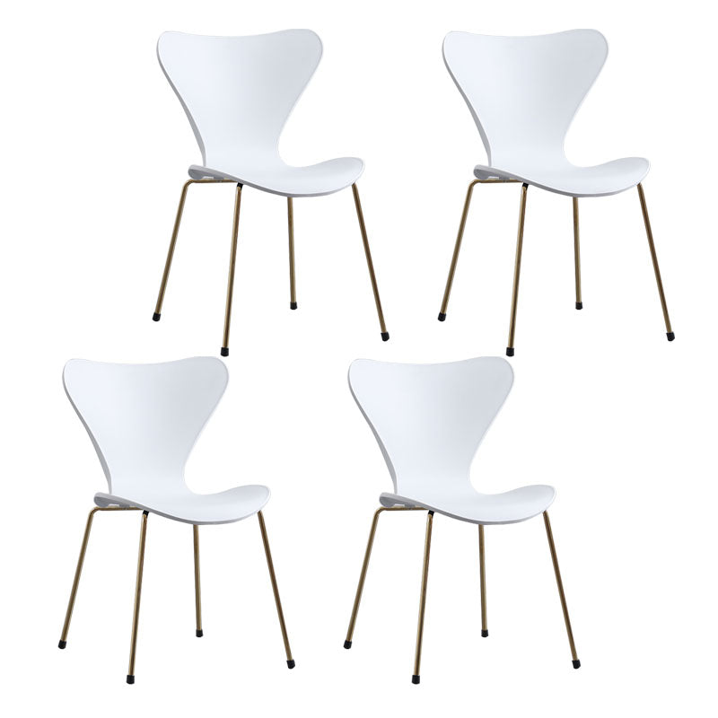 Home Wingback Dining Armless Chairs Indoor Dining Side Chairs with Metal Legs White 4 Piece Set Brass Gold Clearhalo ' kitchen&dining_furn' 'Dining Chairs' 'Dining Tables & Seating' 'dining_chair' 'furn' 'furn_dining_chair' 'Furniture' 'furniture_dining_chair' 'Kitchen & Dining Furniture' 'kitchen' 4096377