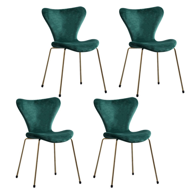 Home Wingback Dining Armless Chairs Indoor Dining Side Chairs with Metal Legs Green 4 Piece Set Brass Gold Clearhalo ' kitchen&dining_furn' 'Dining Chairs' 'Dining Tables & Seating' 'dining_chair' 'furn' 'furn_dining_chair' 'Furniture' 'furniture_dining_chair' 'Kitchen & Dining Furniture' 'kitchen' 4096380