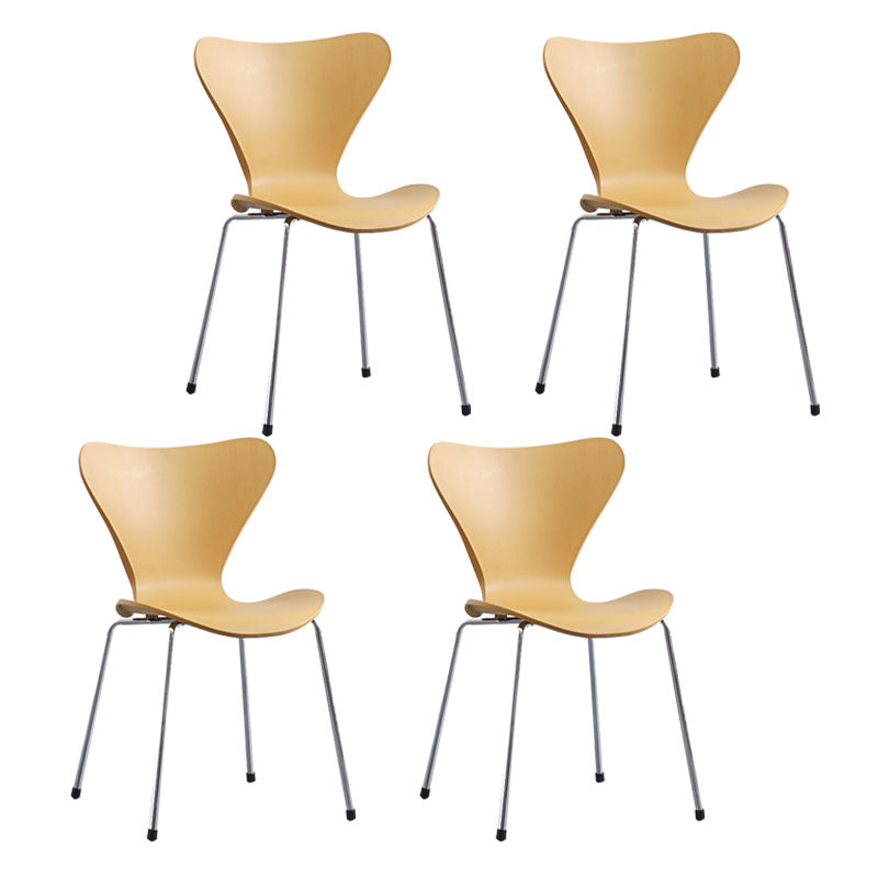Home Wingback Dining Armless Chairs Indoor Dining Side Chairs with Metal Legs Yellow 4 Piece Set Silver Clearhalo ' kitchen&dining_furn' 'Dining Chairs' 'Dining Tables & Seating' 'dining_chair' 'furn' 'furn_dining_chair' 'Furniture' 'furniture_dining_chair' 'Kitchen & Dining Furniture' 'kitchen' 4096383