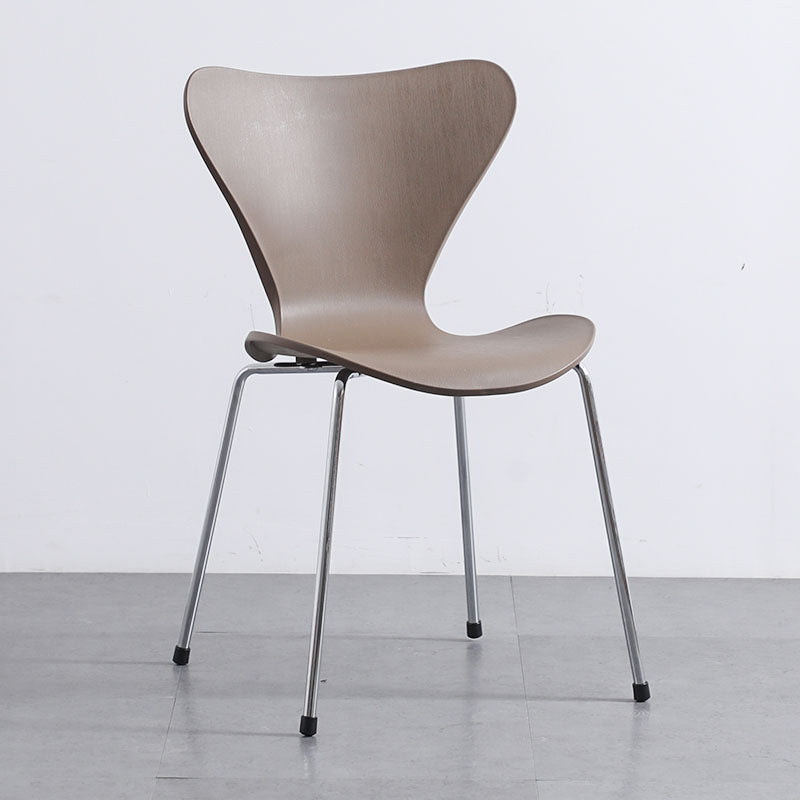 Home Wingback Dining Armless Chairs Indoor Dining Side Chairs with Metal Legs Coffee 1 Piece Silver Clearhalo ' kitchen&dining_furn' 'Dining Chairs' 'Dining Tables & Seating' 'dining_chair' 'furn' 'furn_dining_chair' 'Furniture' 'furniture_dining_chair' 'Kitchen & Dining Furniture' 'kitchen' 4096384