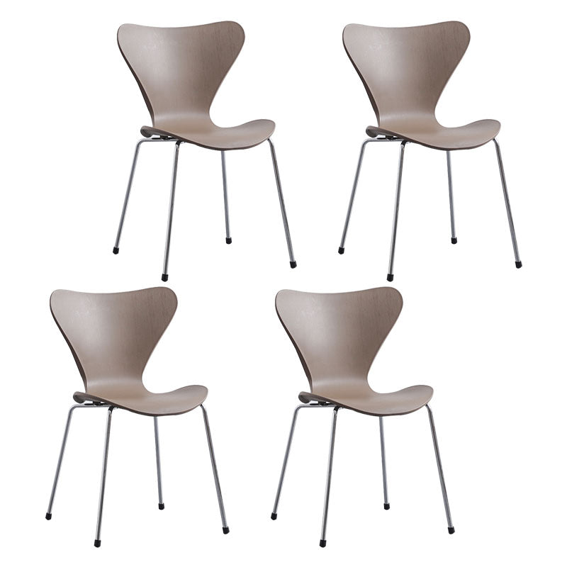 Home Wingback Dining Armless Chairs Indoor Dining Side Chairs with Metal Legs Coffee 4 Piece Set Silver Clearhalo ' kitchen&dining_furn' 'Dining Chairs' 'Dining Tables & Seating' 'dining_chair' 'furn' 'furn_dining_chair' 'Furniture' 'furniture_dining_chair' 'Kitchen & Dining Furniture' 'kitchen' 4096386