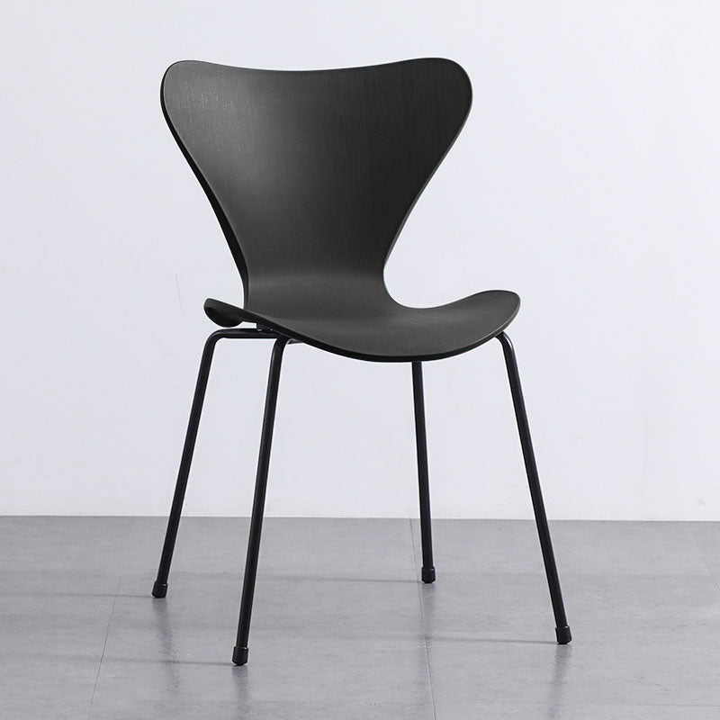 Home Wingback Dining Armless Chairs Indoor Dining Side Chairs with Metal Legs Black 1 Piece Black Clearhalo ' kitchen&dining_furn' 'Dining Chairs' 'Dining Tables & Seating' 'dining_chair' 'furn' 'furn_dining_chair' 'Furniture' 'furniture_dining_chair' 'Kitchen & Dining Furniture' 'kitchen' 4096387