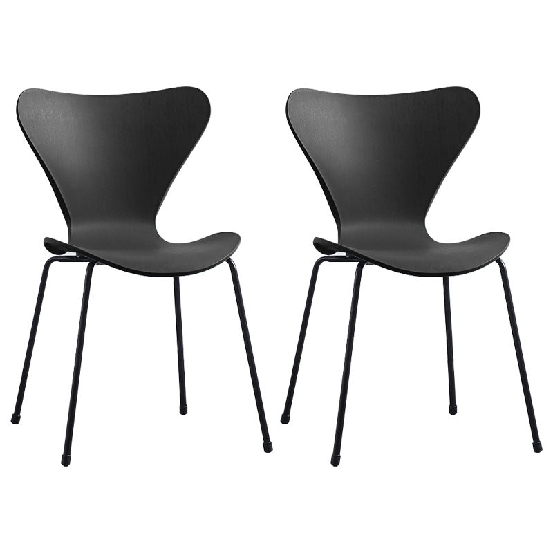 Home Wingback Dining Armless Chairs Indoor Dining Side Chairs with Metal Legs Black 2 Piece Set Black Clearhalo ' kitchen&dining_furn' 'Dining Chairs' 'Dining Tables & Seating' 'dining_chair' 'furn' 'furn_dining_chair' 'Furniture' 'furniture_dining_chair' 'Kitchen & Dining Furniture' 'kitchen' 4096388