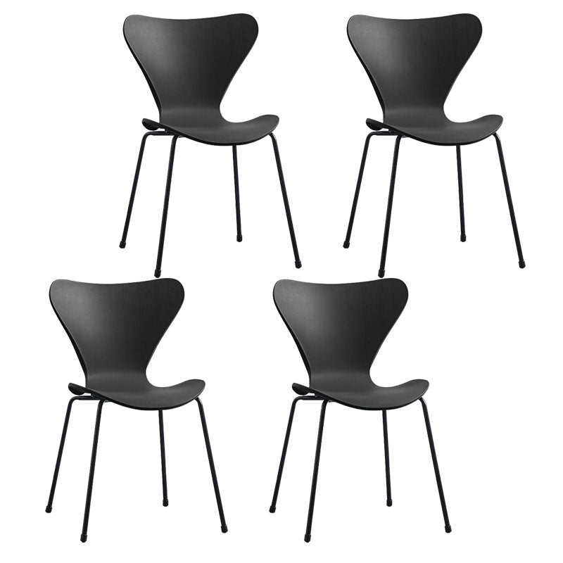 Home Wingback Dining Armless Chairs Indoor Dining Side Chairs with Metal Legs Black 4 Piece Set Black Clearhalo ' kitchen&dining_furn' 'Dining Chairs' 'Dining Tables & Seating' 'dining_chair' 'furn' 'furn_dining_chair' 'Furniture' 'furniture_dining_chair' 'Kitchen & Dining Furniture' 'kitchen' 4096389