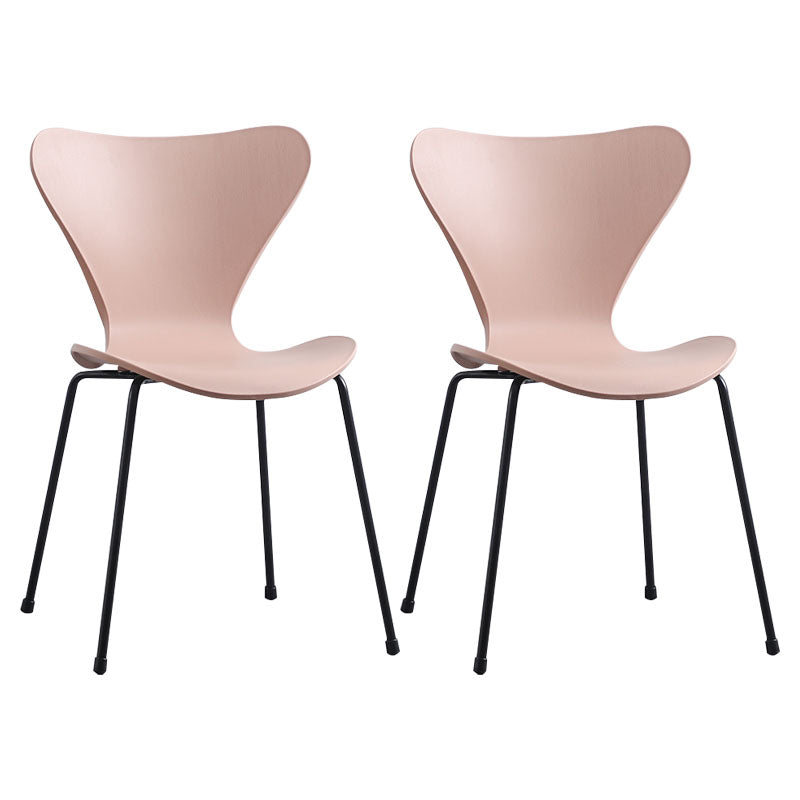 Home Wingback Dining Armless Chairs Indoor Dining Side Chairs with Metal Legs Pink 2 Piece Set Black Clearhalo ' kitchen&dining_furn' 'Dining Chairs' 'Dining Tables & Seating' 'dining_chair' 'furn' 'furn_dining_chair' 'Furniture' 'furniture_dining_chair' 'Kitchen & Dining Furniture' 'kitchen' 4096391