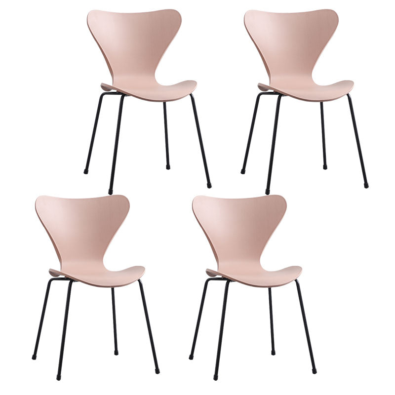 Home Wingback Dining Armless Chairs Indoor Dining Side Chairs with Metal Legs Pink 4 Piece Set Black Clearhalo ' kitchen&dining_furn' 'Dining Chairs' 'Dining Tables & Seating' 'dining_chair' 'furn' 'furn_dining_chair' 'Furniture' 'furniture_dining_chair' 'Kitchen & Dining Furniture' 'kitchen' 4096392