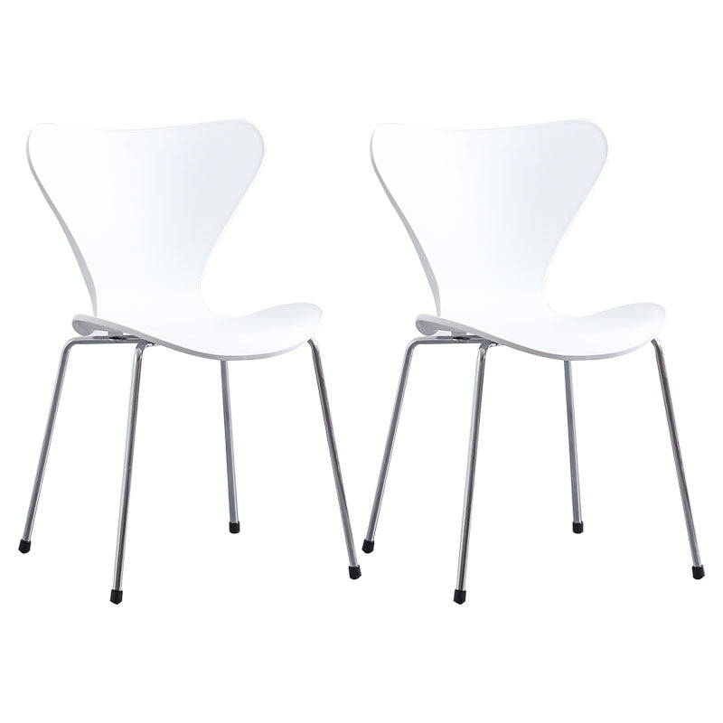 Home Wingback Dining Armless Chairs Indoor Dining Side Chairs with Metal Legs White 2 Piece Set Silver Clearhalo ' kitchen&dining_furn' 'Dining Chairs' 'Dining Tables & Seating' 'dining_chair' 'furn' 'furn_dining_chair' 'Furniture' 'furniture_dining_chair' 'Kitchen & Dining Furniture' 'kitchen' 4096394