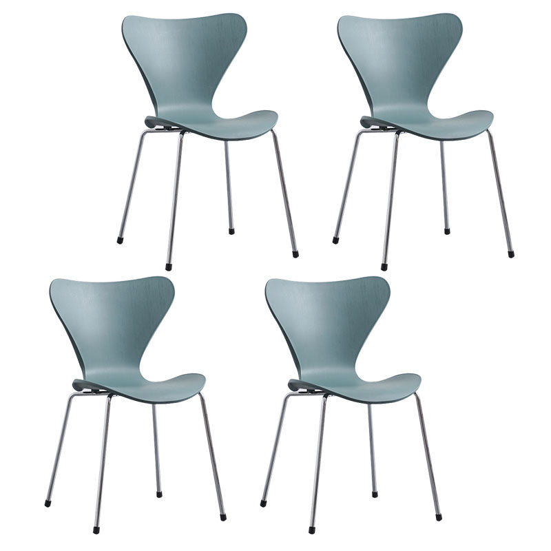 Home Wingback Dining Armless Chairs Indoor Dining Side Chairs with Metal Legs Green 4 Piece Set Silver Clearhalo ' kitchen&dining_furn' 'Dining Chairs' 'Dining Tables & Seating' 'dining_chair' 'furn' 'furn_dining_chair' 'Furniture' 'furniture_dining_chair' 'Kitchen & Dining Furniture' 'kitchen' 4096398