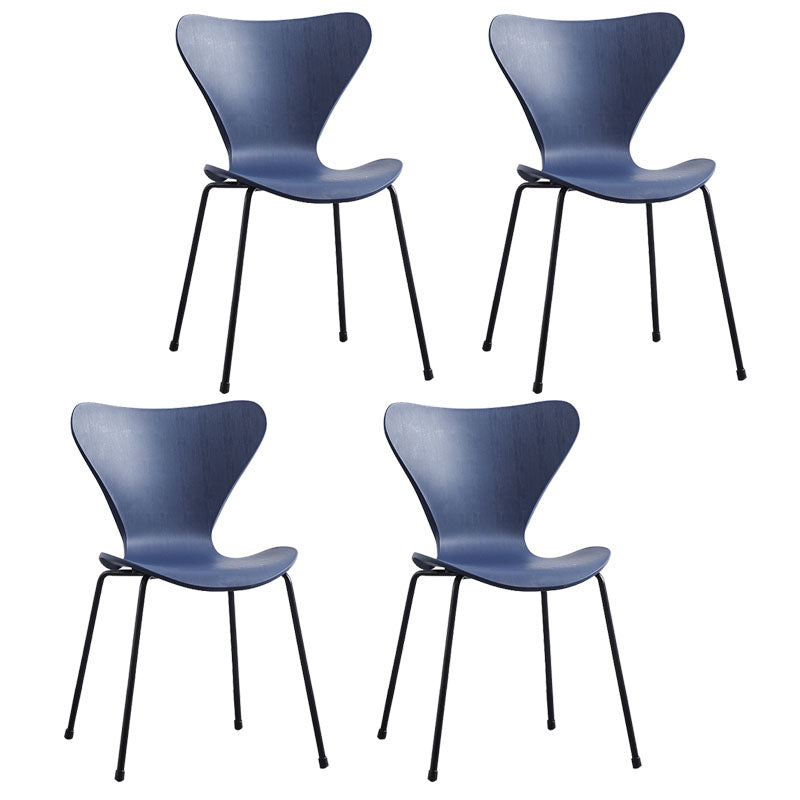 Home Wingback Dining Armless Chairs Indoor Dining Side Chairs with Metal Legs Blue 4 Piece Set Black Clearhalo ' kitchen&dining_furn' 'Dining Chairs' 'Dining Tables & Seating' 'dining_chair' 'furn' 'furn_dining_chair' 'Furniture' 'furniture_dining_chair' 'Kitchen & Dining Furniture' 'kitchen' 4096401