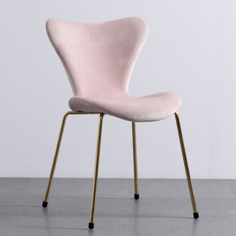 Home Wingback Dining Armless Chairs Indoor Dining Side Chairs with Metal Legs Pink 1 Piece Brass Gold Clearhalo ' kitchen&dining_furn' 'Dining Chairs' 'Dining Tables & Seating' 'dining_chair' 'furn' 'furn_dining_chair' 'Furniture' 'furniture_dining_chair' 'Kitchen & Dining Furniture' 'kitchen' 4096402