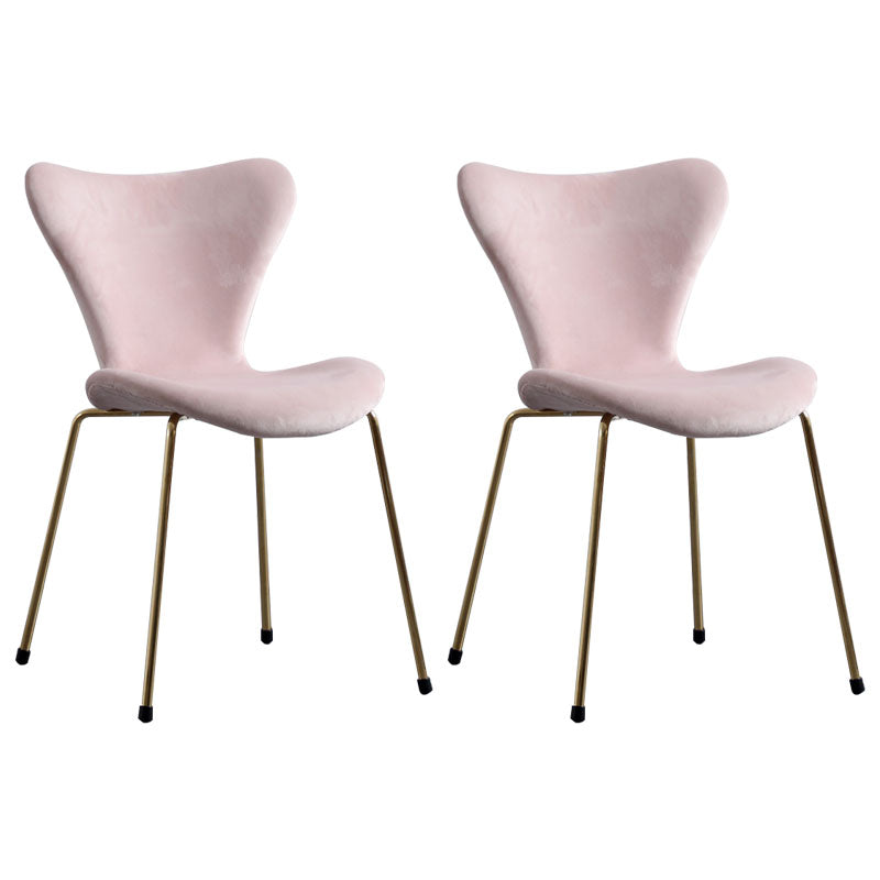 Home Wingback Dining Armless Chairs Indoor Dining Side Chairs with Metal Legs Pink 2 Piece Set Brass Gold Clearhalo ' kitchen&dining_furn' 'Dining Chairs' 'Dining Tables & Seating' 'dining_chair' 'furn' 'furn_dining_chair' 'Furniture' 'furniture_dining_chair' 'Kitchen & Dining Furniture' 'kitchen' 4096403