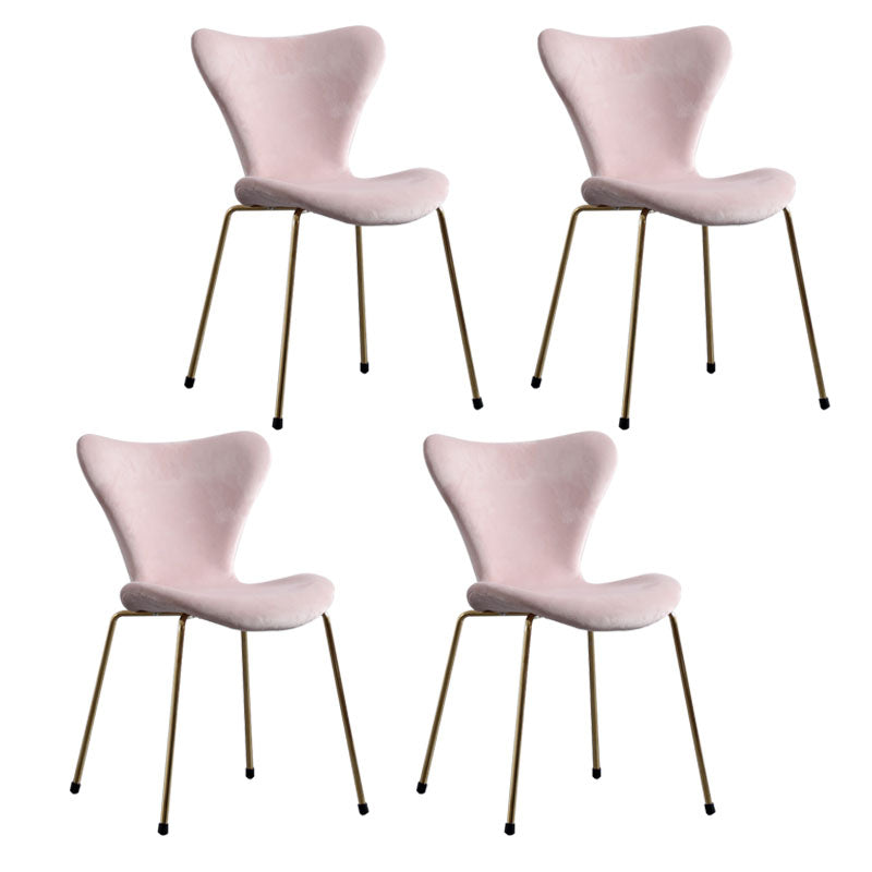 Home Wingback Dining Armless Chairs Indoor Dining Side Chairs with Metal Legs Pink 4 Piece Set Brass Gold Clearhalo ' kitchen&dining_furn' 'Dining Chairs' 'Dining Tables & Seating' 'dining_chair' 'furn' 'furn_dining_chair' 'Furniture' 'furniture_dining_chair' 'Kitchen & Dining Furniture' 'kitchen' 4096404