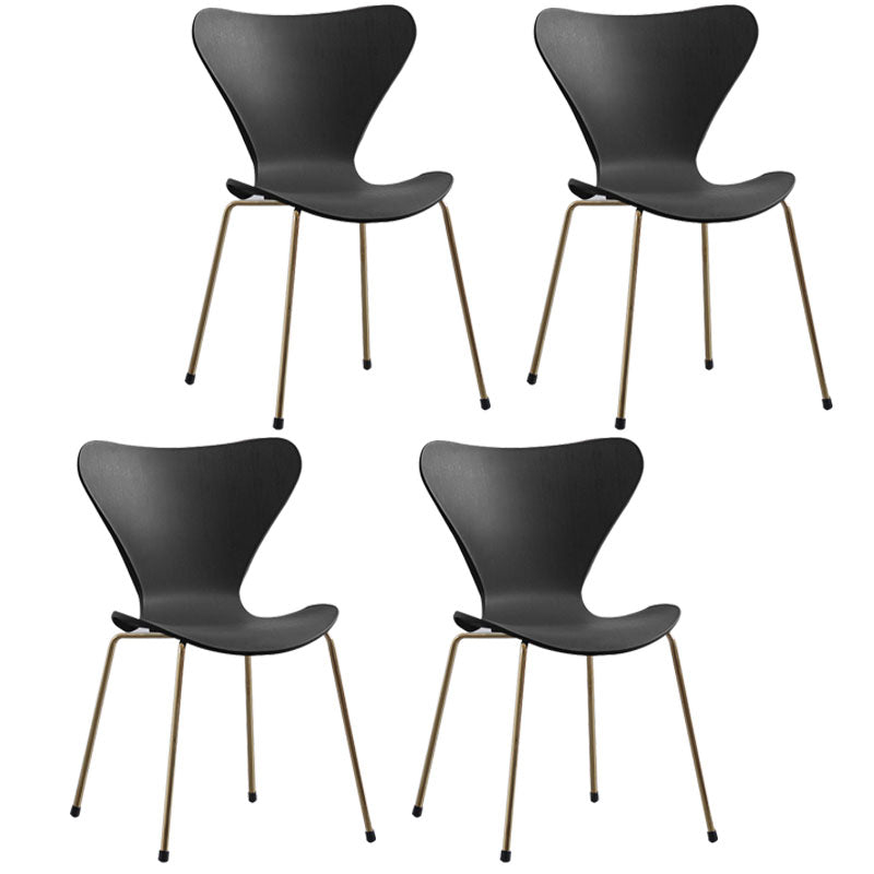 Home Wingback Dining Armless Chairs Indoor Dining Side Chairs with Metal Legs Black 4 Piece Set Brass Gold Clearhalo ' kitchen&dining_furn' 'Dining Chairs' 'Dining Tables & Seating' 'dining_chair' 'furn' 'furn_dining_chair' 'Furniture' 'furniture_dining_chair' 'Kitchen & Dining Furniture' 'kitchen' 4096413