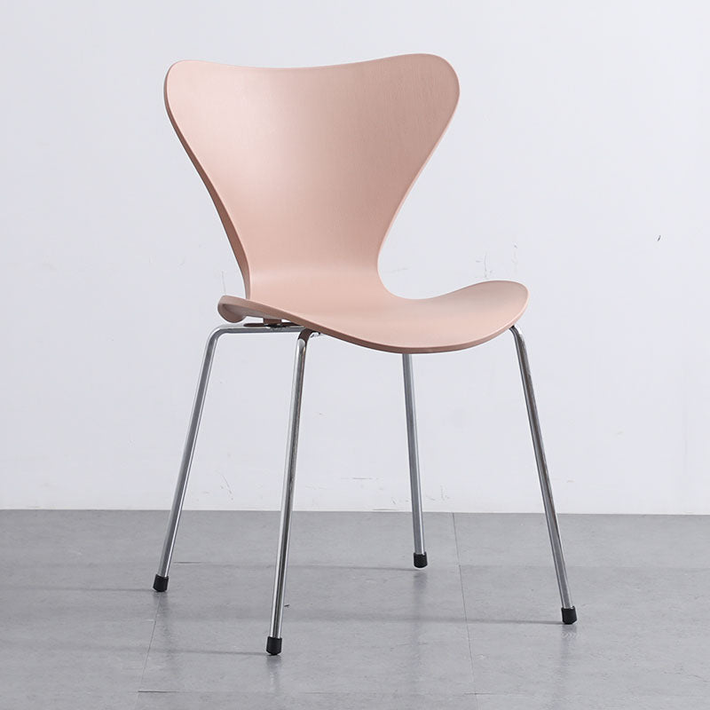 Home Wingback Dining Armless Chairs Indoor Dining Side Chairs with Metal Legs Pink 1 Piece Silver Clearhalo ' kitchen&dining_furn' 'Dining Chairs' 'Dining Tables & Seating' 'dining_chair' 'furn' 'furn_dining_chair' 'Furniture' 'furniture_dining_chair' 'Kitchen & Dining Furniture' 'kitchen' 4096414