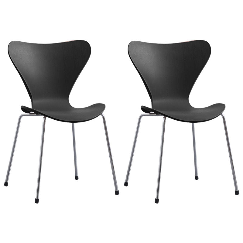 Home Wingback Dining Armless Chairs Indoor Dining Side Chairs with Metal Legs Black 2 Piece Set Silver Clearhalo ' kitchen&dining_furn' 'Dining Chairs' 'Dining Tables & Seating' 'dining_chair' 'furn' 'furn_dining_chair' 'Furniture' 'furniture_dining_chair' 'Kitchen & Dining Furniture' 'kitchen' 4096421