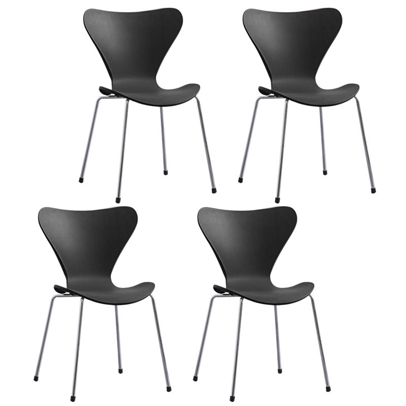 Home Wingback Dining Armless Chairs Indoor Dining Side Chairs with Metal Legs Black 4 Piece Set Silver Clearhalo ' kitchen&dining_furn' 'Dining Chairs' 'Dining Tables & Seating' 'dining_chair' 'furn' 'furn_dining_chair' 'Furniture' 'furniture_dining_chair' 'Kitchen & Dining Furniture' 'kitchen' 4096422