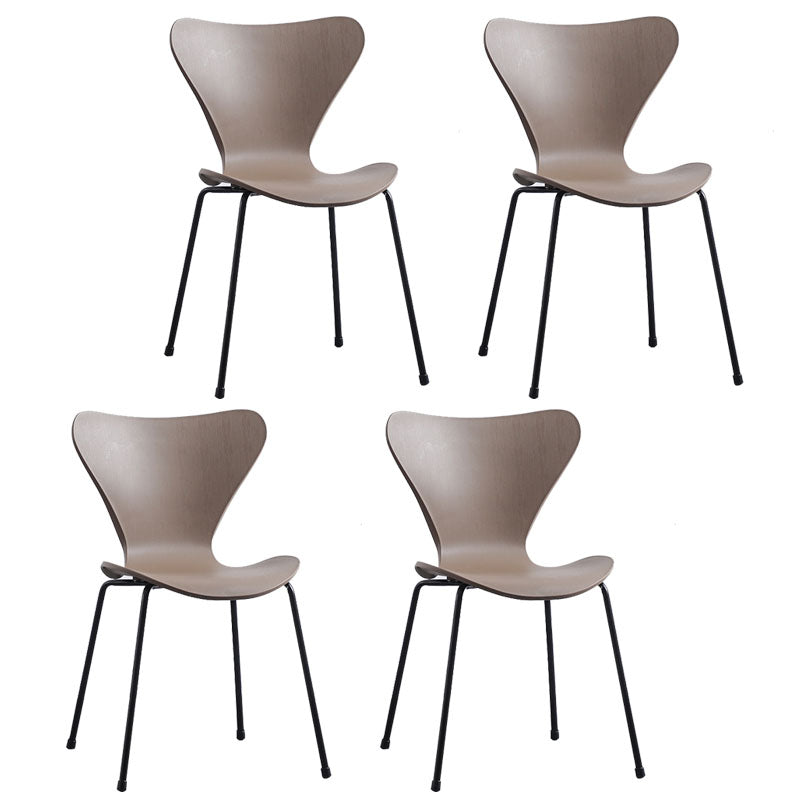 Home Wingback Dining Armless Chairs Indoor Dining Side Chairs with Metal Legs Coffee 4 Piece Set Black Clearhalo ' kitchen&dining_furn' 'Dining Chairs' 'Dining Tables & Seating' 'dining_chair' 'furn' 'furn_dining_chair' 'Furniture' 'furniture_dining_chair' 'Kitchen & Dining Furniture' 'kitchen' 4096425