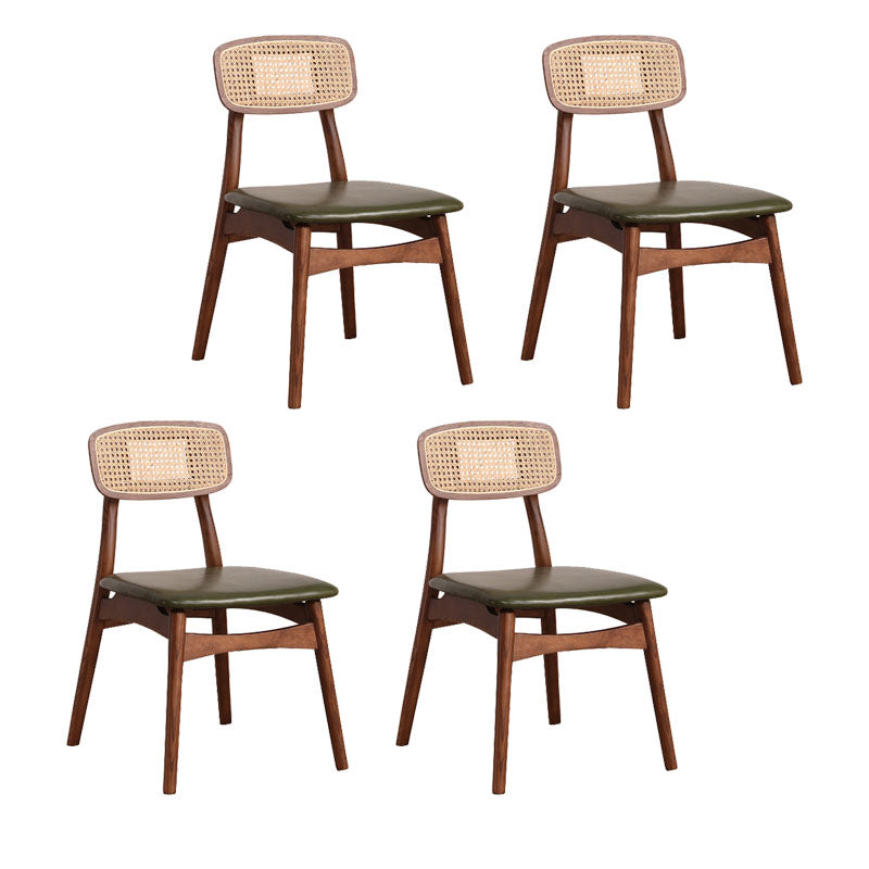 Modern Style Beech Wood Chairs Dining Room Kitchen Open Back Side Chair Set Green 4 Piece Set Walnut Clearhalo ' kitchen&dining_furn' 'Dining Chairs' 'Dining Tables & Seating' 'dining_chair' 'furn' 'furn_dining_chair' 'Furniture' 'furniture_dining_chair' 'Kitchen & Dining Furniture' 'kitchen' 4096453