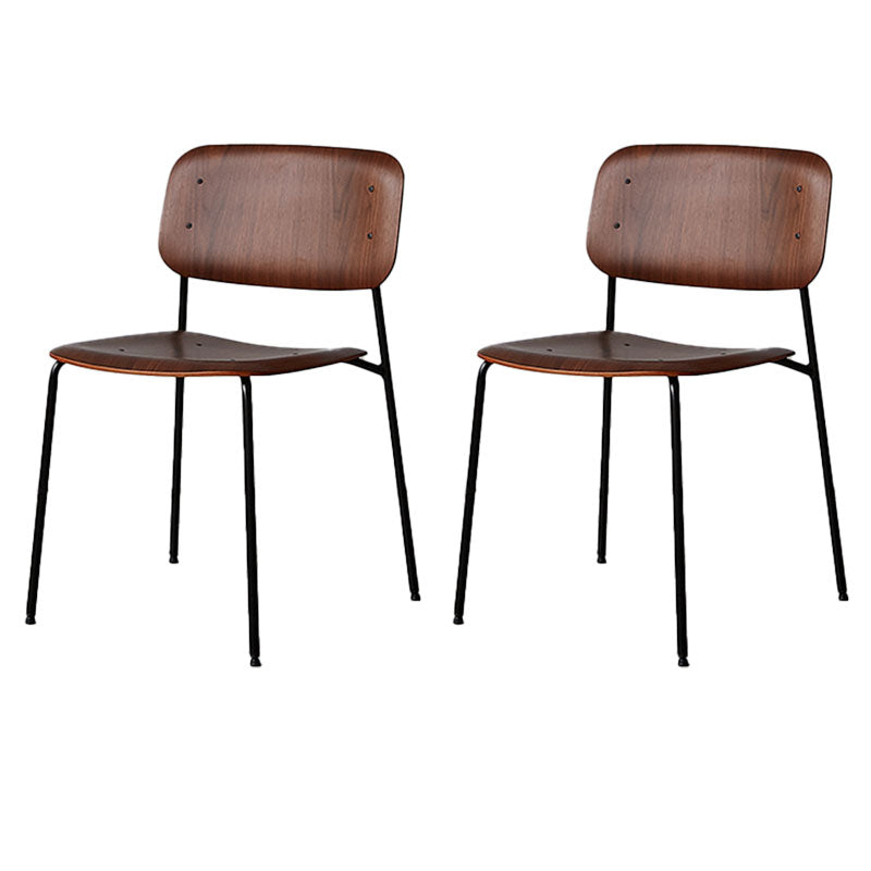 Industrial Metal Dining Room Chair Armless Open Back Dining Side Chair for Home Use Walnut 2 Piece Set Clearhalo ' kitchen&dining_furn' 'Dining Chairs' 'Dining Tables & Seating' 'dining_chair' 'furn' 'furn_dining_chair' 'Furniture' 'furniture_dining_chair' 'Kitchen & Dining Furniture' 'kitchen' 4096461