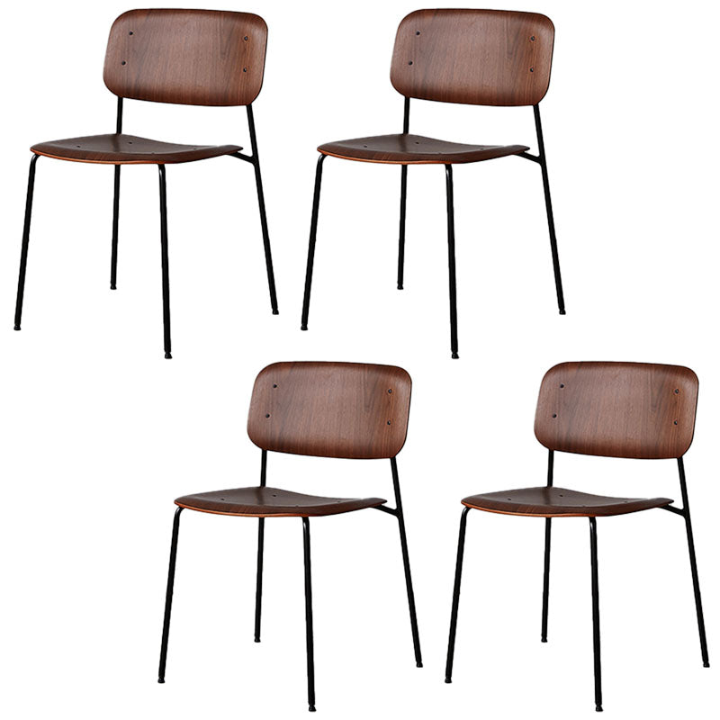 Industrial Metal Dining Room Chair Armless Open Back Dining Side Chair for Home Use Walnut 4 Piece Set Clearhalo ' kitchen&dining_furn' 'Dining Chairs' 'Dining Tables & Seating' 'dining_chair' 'furn' 'furn_dining_chair' 'Furniture' 'furniture_dining_chair' 'Kitchen & Dining Furniture' 'kitchen' 4096463