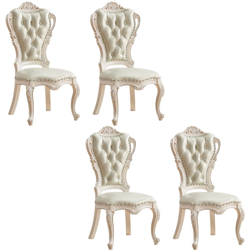 Victorian Style Dining Side Chair Dining Armless Side Chair for Home Use Off-White 4 Piece Set Clearhalo ' kitchen&dining_furn' 'Dining Chairs' 'Dining Tables & Seating' 'dining_chair' 'furn' 'furn_dining_chair' 'Furniture' 'furniture_dining_chair' 'Kitchen & Dining Furniture' 'kitchen' 4096497
