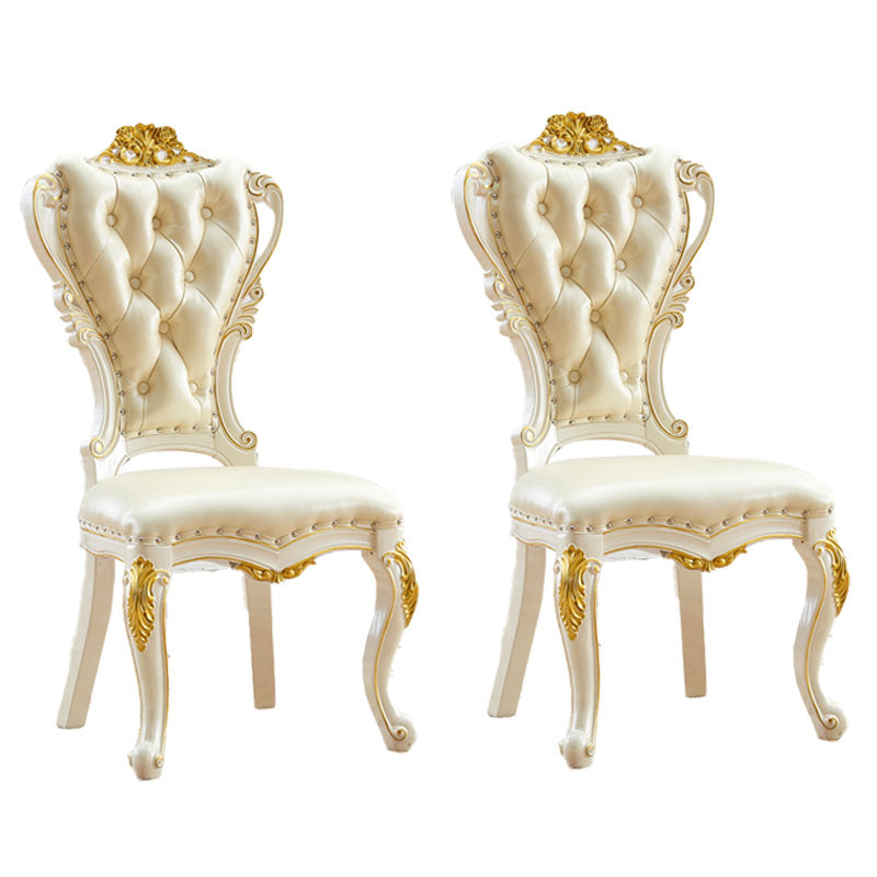 Victorian Style Dining Side Chair Dining Armless Side Chair for Home Use Beige 2 Piece Set Clearhalo ' kitchen&dining_furn' 'Dining Chairs' 'Dining Tables & Seating' 'dining_chair' 'furn' 'furn_dining_chair' 'Furniture' 'furniture_dining_chair' 'Kitchen & Dining Furniture' 'kitchen' 4096502