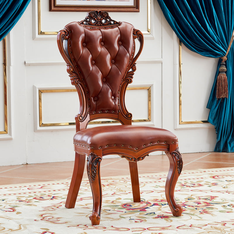 Victorian Style Dining Side Chair Dining Armless Side Chair for Home Use Dark Brown 1 Piece Clearhalo ' kitchen&dining_furn' 'Dining Chairs' 'Dining Tables & Seating' 'dining_chair' 'furn' 'furn_dining_chair' 'Furniture' 'furniture_dining_chair' 'Kitchen & Dining Furniture' 'kitchen' 4096504