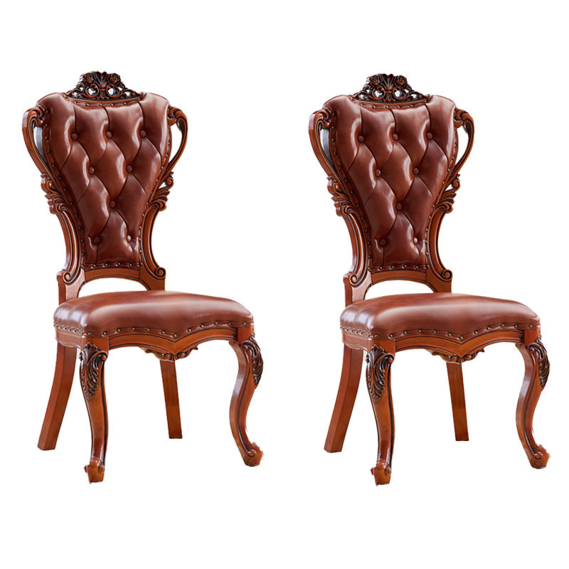 Victorian Style Dining Side Chair Dining Armless Side Chair for Home Use Dark Brown 2 Piece Set Clearhalo ' kitchen&dining_furn' 'Dining Chairs' 'Dining Tables & Seating' 'dining_chair' 'furn' 'furn_dining_chair' 'Furniture' 'furniture_dining_chair' 'Kitchen & Dining Furniture' 'kitchen' 4096505
