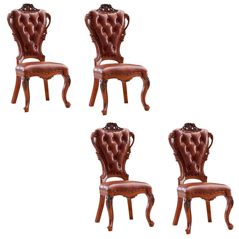 Victorian Style Dining Side Chair Dining Armless Side Chair for Home Use Dark Brown 4 Piece Set Clearhalo ' kitchen&dining_furn' 'Dining Chairs' 'Dining Tables & Seating' 'dining_chair' 'furn' 'furn_dining_chair' 'Furniture' 'furniture_dining_chair' 'Kitchen & Dining Furniture' 'kitchen' 4096506