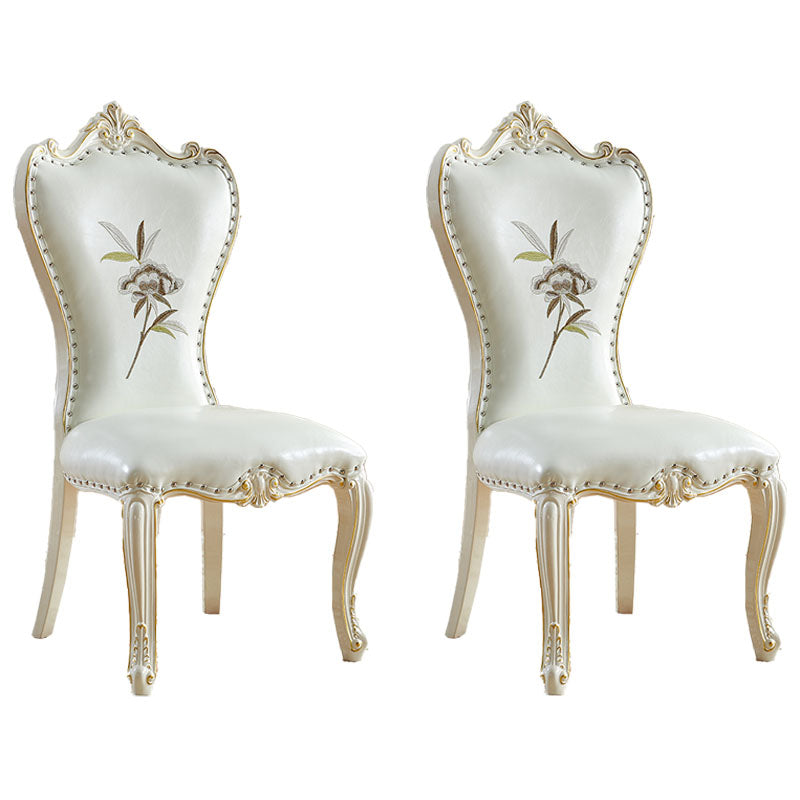 Victorian Style Dining Side Chairs Dining Armless Side Chair for Home Use White 2 Piece Set Clearhalo ' kitchen&dining_furn' 'Dining Chairs' 'Dining Tables & Seating' 'dining_chair' 'furn' 'furn_dining_chair' 'Furniture' 'furniture_dining_chair' 'Kitchen & Dining Furniture' 'kitchen' 4096516