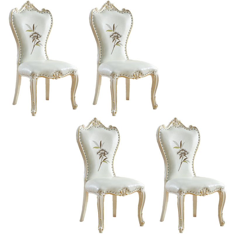 Victorian Style Dining Side Chairs Dining Armless Side Chair for Home Use White 4 Piece Set Clearhalo ' kitchen&dining_furn' 'Dining Chairs' 'Dining Tables & Seating' 'dining_chair' 'furn' 'furn_dining_chair' 'Furniture' 'furniture_dining_chair' 'Kitchen & Dining Furniture' 'kitchen' 4096518