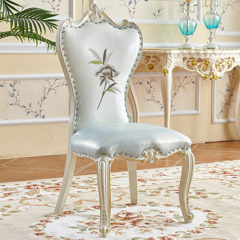 Victorian Style Dining Side Chairs Dining Armless Side Chair for Home Use Light Blue-White 1 Piece Clearhalo ' kitchen&dining_furn' 'Dining Chairs' 'Dining Tables & Seating' 'dining_chair' 'furn' 'furn_dining_chair' 'Furniture' 'furniture_dining_chair' 'Kitchen & Dining Furniture' 'kitchen' 4096521