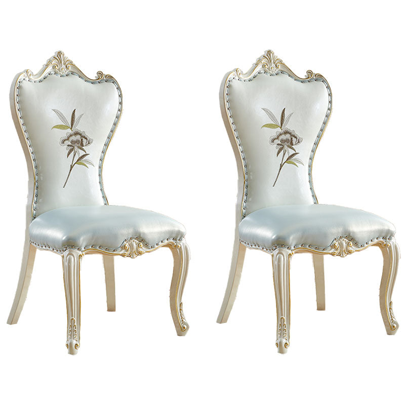 Victorian Style Dining Side Chairs Dining Armless Side Chair for Home Use Light Blue-White 2 Piece Set Clearhalo ' kitchen&dining_furn' 'Dining Chairs' 'Dining Tables & Seating' 'dining_chair' 'furn' 'furn_dining_chair' 'Furniture' 'furniture_dining_chair' 'Kitchen & Dining Furniture' 'kitchen' 4096522