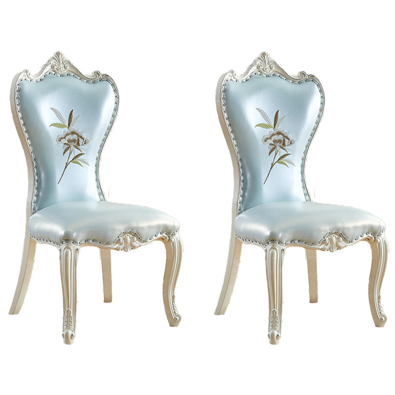 Victorian Style Dining Side Chairs Dining Armless Side Chair for Home Use Light Blue 2 Piece Set Clearhalo ' kitchen&dining_furn' 'Dining Chairs' 'Dining Tables & Seating' 'dining_chair' 'furn' 'furn_dining_chair' 'Furniture' 'furniture_dining_chair' 'Kitchen & Dining Furniture' 'kitchen' 4096528