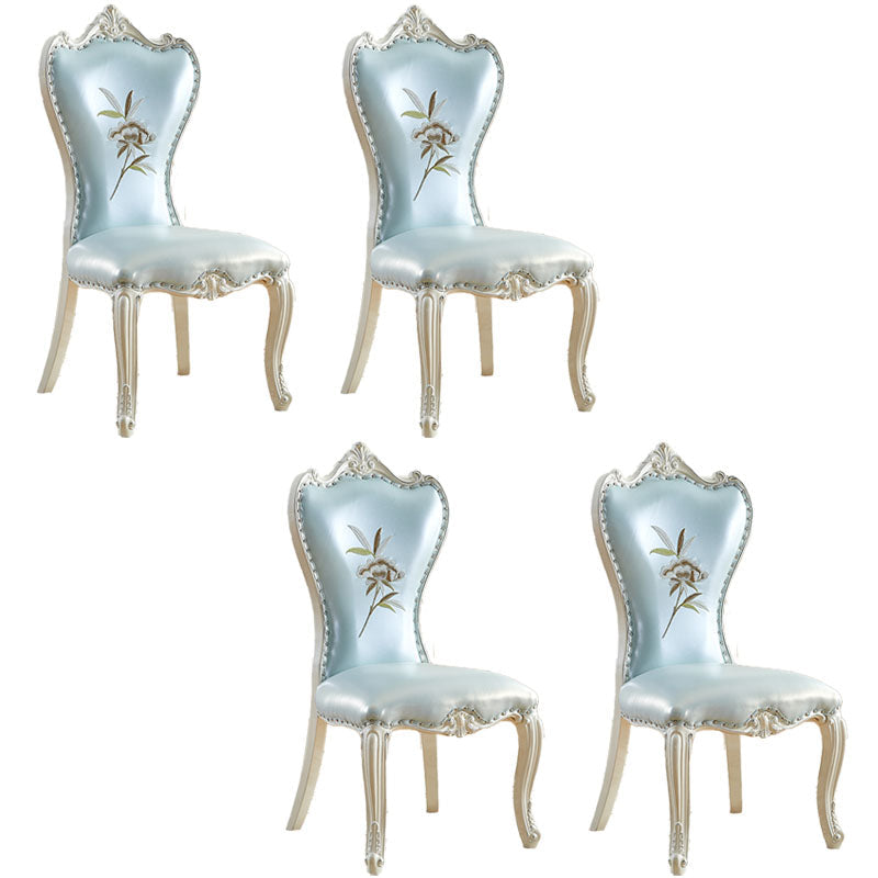 Victorian Style Dining Side Chairs Dining Armless Side Chair for Home Use Light Blue 4 Piece Set Clearhalo ' kitchen&dining_furn' 'Dining Chairs' 'Dining Tables & Seating' 'dining_chair' 'furn' 'furn_dining_chair' 'Furniture' 'furniture_dining_chair' 'Kitchen & Dining Furniture' 'kitchen' 4096530