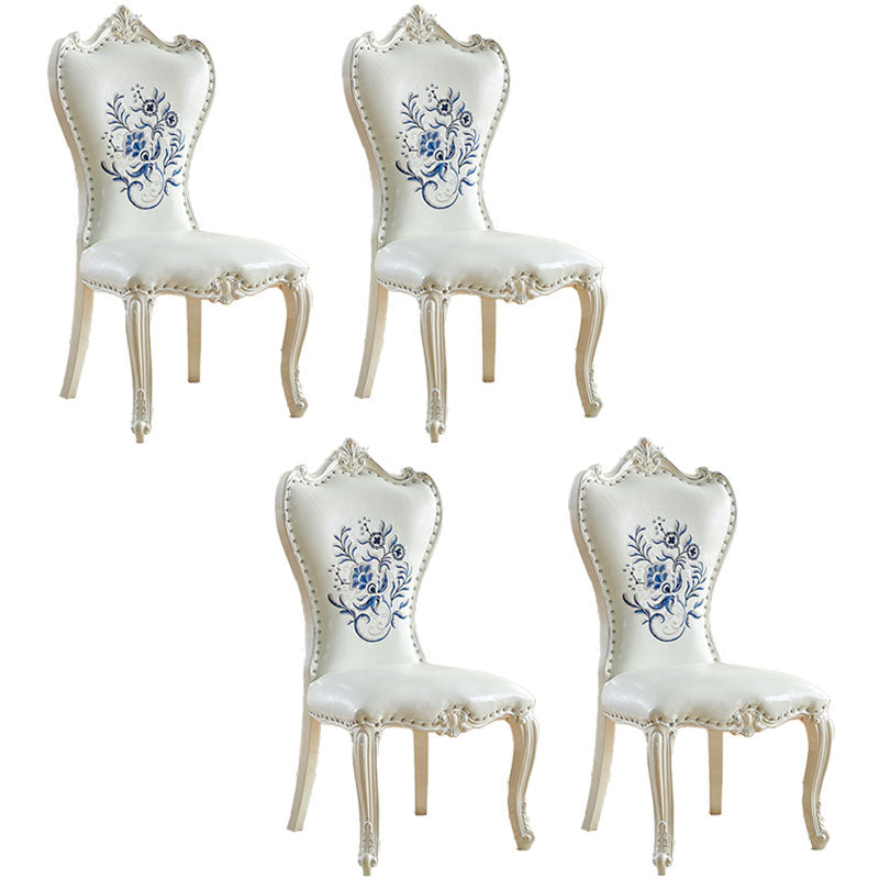 Victorian Style Dining Side Chairs Dining Armless Side Chair for Home Use Light Beige 4 Piece Set Clearhalo ' kitchen&dining_furn' 'Dining Chairs' 'Dining Tables & Seating' 'dining_chair' 'furn' 'furn_dining_chair' 'Furniture' 'furniture_dining_chair' 'Kitchen & Dining Furniture' 'kitchen' 4096534