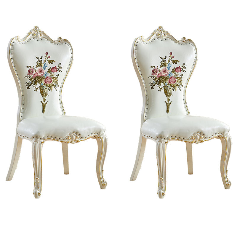 Victorian Style Dining Side Chairs Dining Armless Side Chair for Home Use Off-White 2 Piece Set Clearhalo ' kitchen&dining_furn' 'Dining Chairs' 'Dining Tables & Seating' 'dining_chair' 'furn' 'furn_dining_chair' 'Furniture' 'furniture_dining_chair' 'Kitchen & Dining Furniture' 'kitchen' 4096536