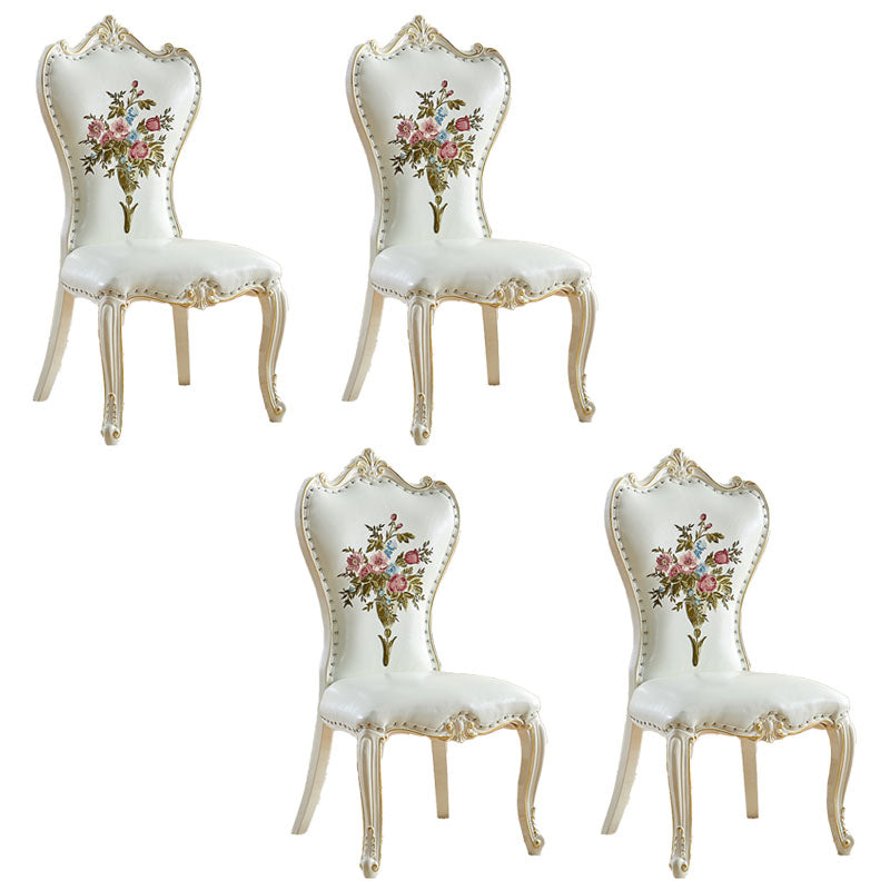 Victorian Style Dining Side Chairs Dining Armless Side Chair for Home Use Off-White 4 Piece Set Clearhalo ' kitchen&dining_furn' 'Dining Chairs' 'Dining Tables & Seating' 'dining_chair' 'furn' 'furn_dining_chair' 'Furniture' 'furniture_dining_chair' 'Kitchen & Dining Furniture' 'kitchen' 4096537