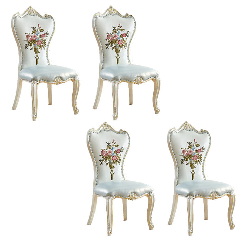 Victorian Style Dining Side Chairs Dining Armless Side Chair for Home Use White-Gold 4 Piece Set Clearhalo ' kitchen&dining_furn' 'Dining Chairs' 'Dining Tables & Seating' 'dining_chair' 'furn' 'furn_dining_chair' 'Furniture' 'furniture_dining_chair' 'Kitchen & Dining Furniture' 'kitchen' 4096540